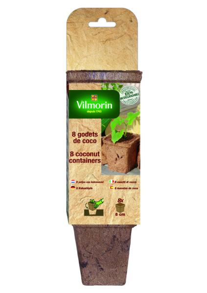 Accessoires pour semer - Godet Coco Carré - 8 cm (x8) - PACKAGING_3D_RECTO